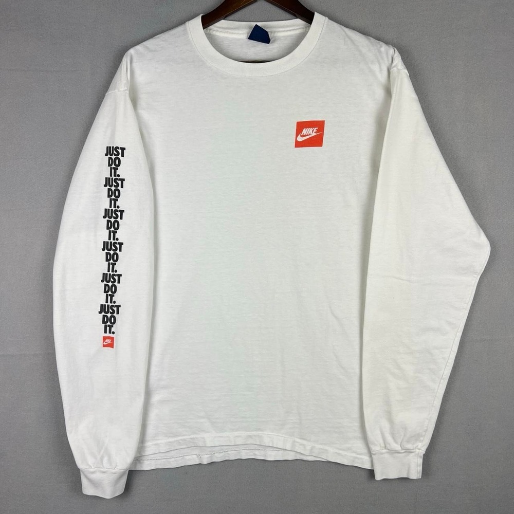 Vintage 80s Nike Just Do It White Long Sleeve Shirt